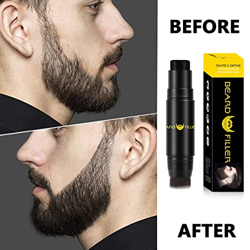 MAYCREATE® Beard Pencil Filler for Men Dual Tip 2 in 1 Beard Pencil with Brush for Beard Styling, Sweat Proof Beard Pencil Filler Mustache Kit for Men Beard, Mustache, Eyebrows (black)