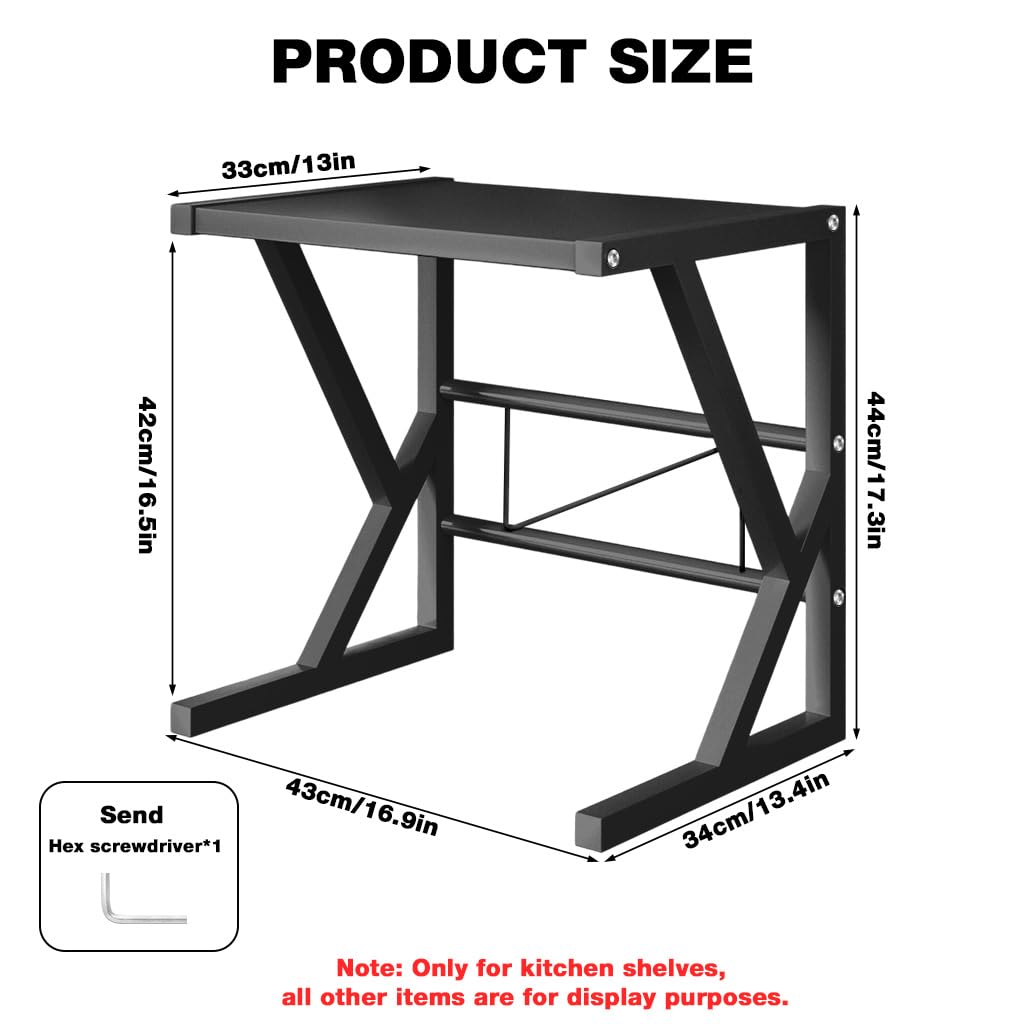 Supvox Kitchen Organizer Rack for Air Fryer Accessories featuring Double Layer Metal Shelf 43x34x44cm