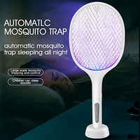 Zibuyu Mosquito Racket Rechargeable with USB Charging Fly Swatter Racket 3000 Volts Insect and Mosquito Killer Electric Bat with UV Light Purple