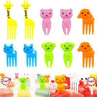 HASTHIP® 10 Pcs Dessert Fruit Forks for Kids, Cute Animals Little Mini Cartoon Toothpick for Cake Dessert Pastry Party Supply, Reusable, Food Grade Plastic, Random Color (Giraffe)