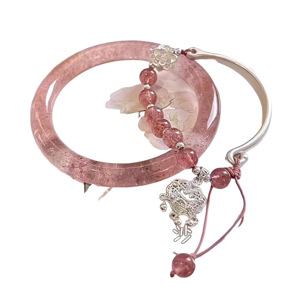 SANNIDHI® Vintage and beautiful bracelets and fringed necklaces in unique color combinations gift for adding a touch of cool to your accessories - Peach Pink