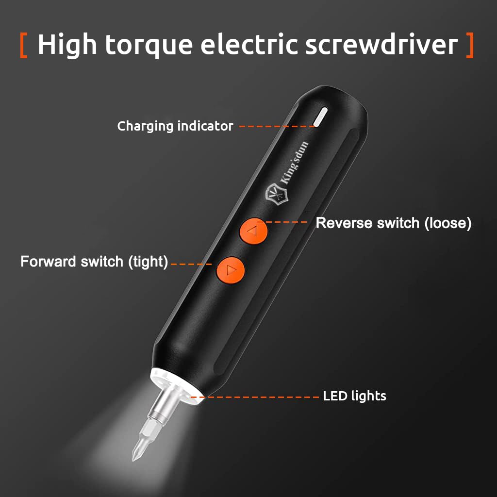 Serplex Electric Screwdriver Kit for DIY and Repairing with 20 Bits and 2.5Nm Torque | USB Rechargeable 3.7V Cordless Tool Set
