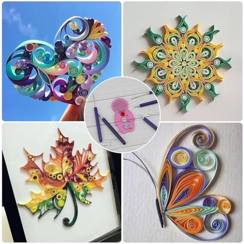 HASTHIP® Quilling Tools Slotted Kit, 24PCS Assorted Sized Rolling Curling Needle Pen Paper Cardmaking Project Set for Quilting Flowers
