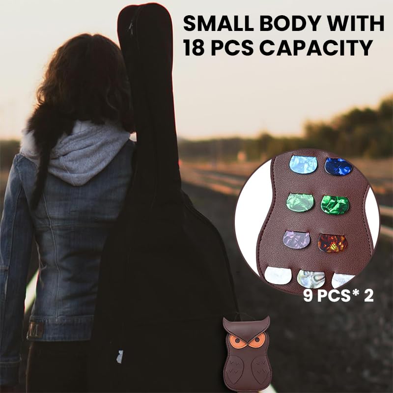 HASTHIP Guitar Pick Holder Case for Travel with Bi Fold Design Holding 18 Picks | PU Leather Snap Closure