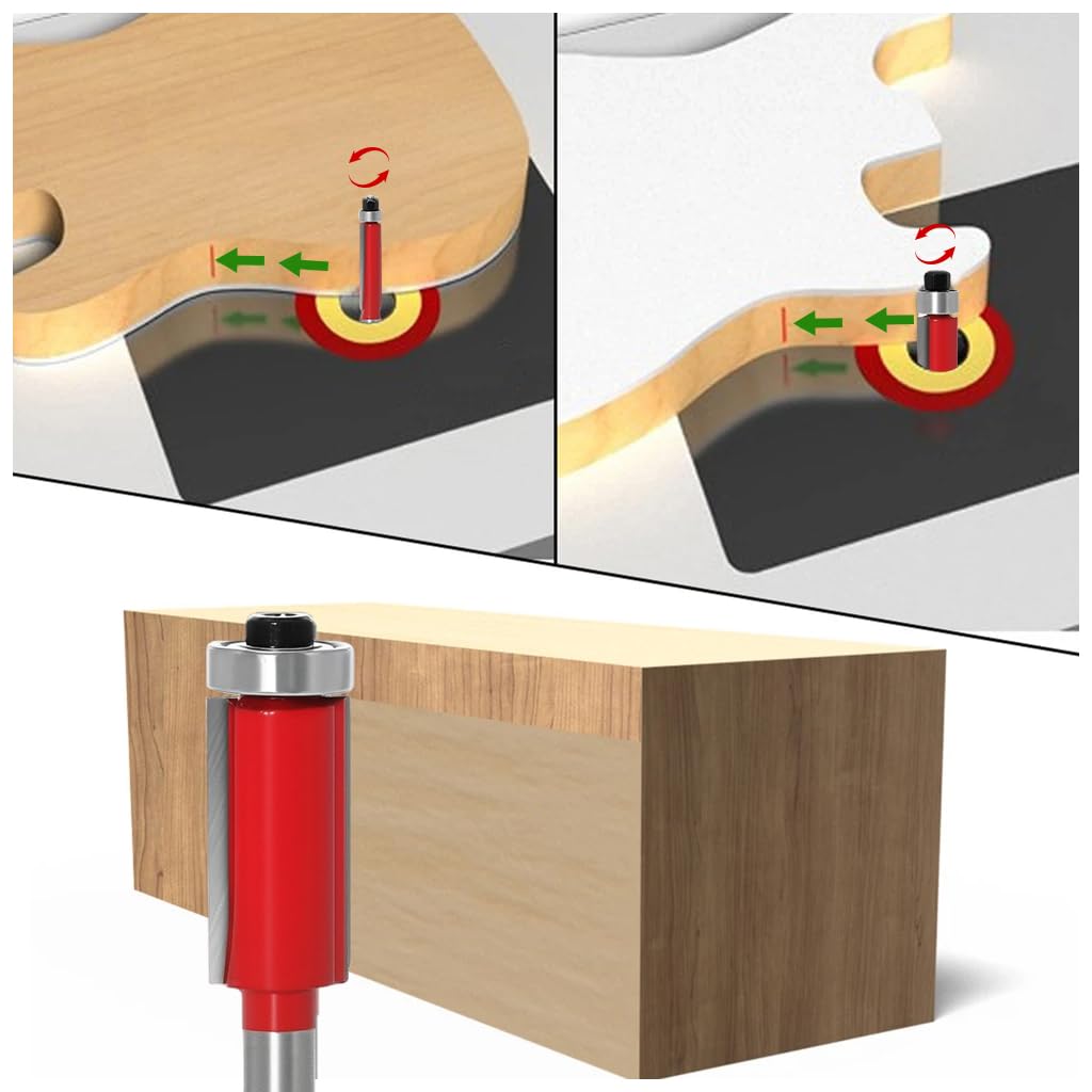 Serplex Flush Trim Router Bit Set for Woodworking with 12 pcs 1/4 in Shanks | Hard Alloy Cutter