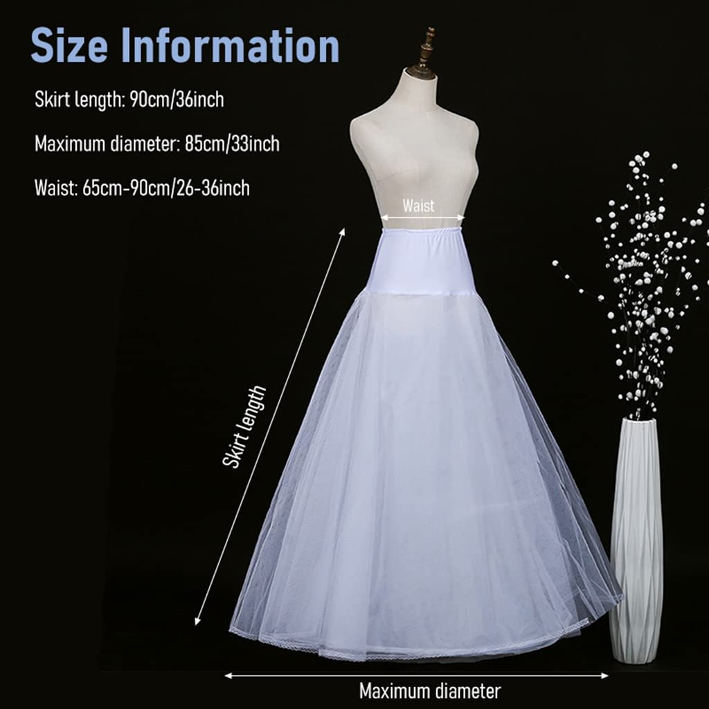 ZIBUYU® Women's White A-line Ankle Length Double Layers Petticoat Underskirt for Wedding Evening Party Dresses Wedding Dress for Women.