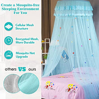 HASTHIP® Mosquito Net for Double Room,Double Bed,Queen Size, Round Ceiling Hanging, Polyester Net, Kids Room Mosquito Net,Lace Edging (Blue)