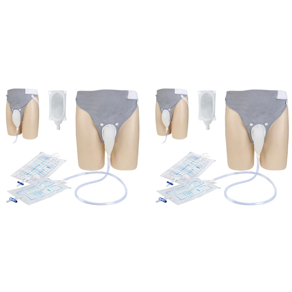 HANNEA Wearable Urine Collector for Elderly Men with 1000ml and 2000ml Silicone Bags | Reusable Cotton Pants