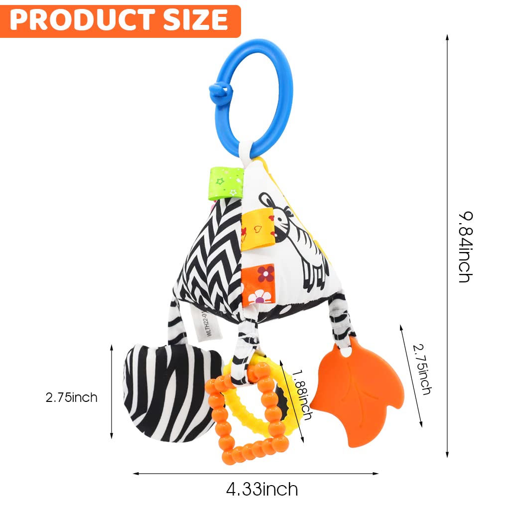 HASTHIP Hanging Toys for Babies featuring Silicone Teether & Sound Device | Soft Cloth Cube for Crib, Stroller and Car Seat