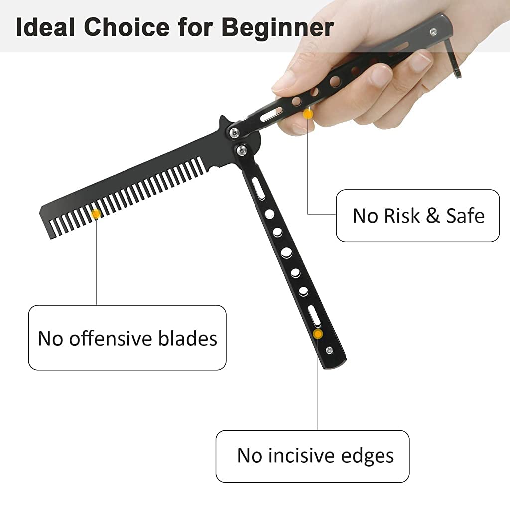 ZIBUYU Butterfly Comb for Training and Styling with Stainless Steel Folding Design 2PCS