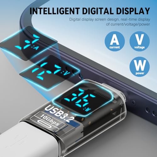 ZORBES® USB 3.2 Type C Female to Male OTG Adapter with LED Display PD60W Fast Charging 10Gbps High-Speed Data Transfer for iPhone 16 Pro Max 15 Series iPad Air 2 PCS
