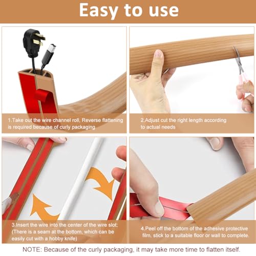 HASTHIP® 6.6FT Floor Cord Cover Self Adhesive Hider Cable Management Electric Cuttable Protector Sleeve PVC Rubber Power 2 PCS