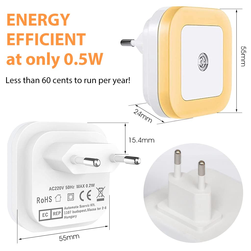 ELEPHANTBOAT LED Night Light 4 Pack for Bedroom and Hallway with Smart Light Sensor | Warm 0.5W Plug and Play Wall Light