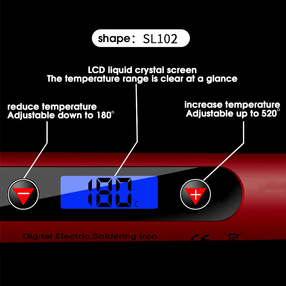 Serplex Soldering Iron Kit for Repair Work with LCD Display and Adjustable 180–520°C | 16 PCS Set
