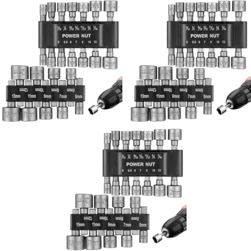 Serplex® 69PCS Power Nuts Driver Drill Bit Tools Set 1/4 Inch Hex Shank Metric Socket Wrench Screw Impact for Electric Drills Screwdrivers