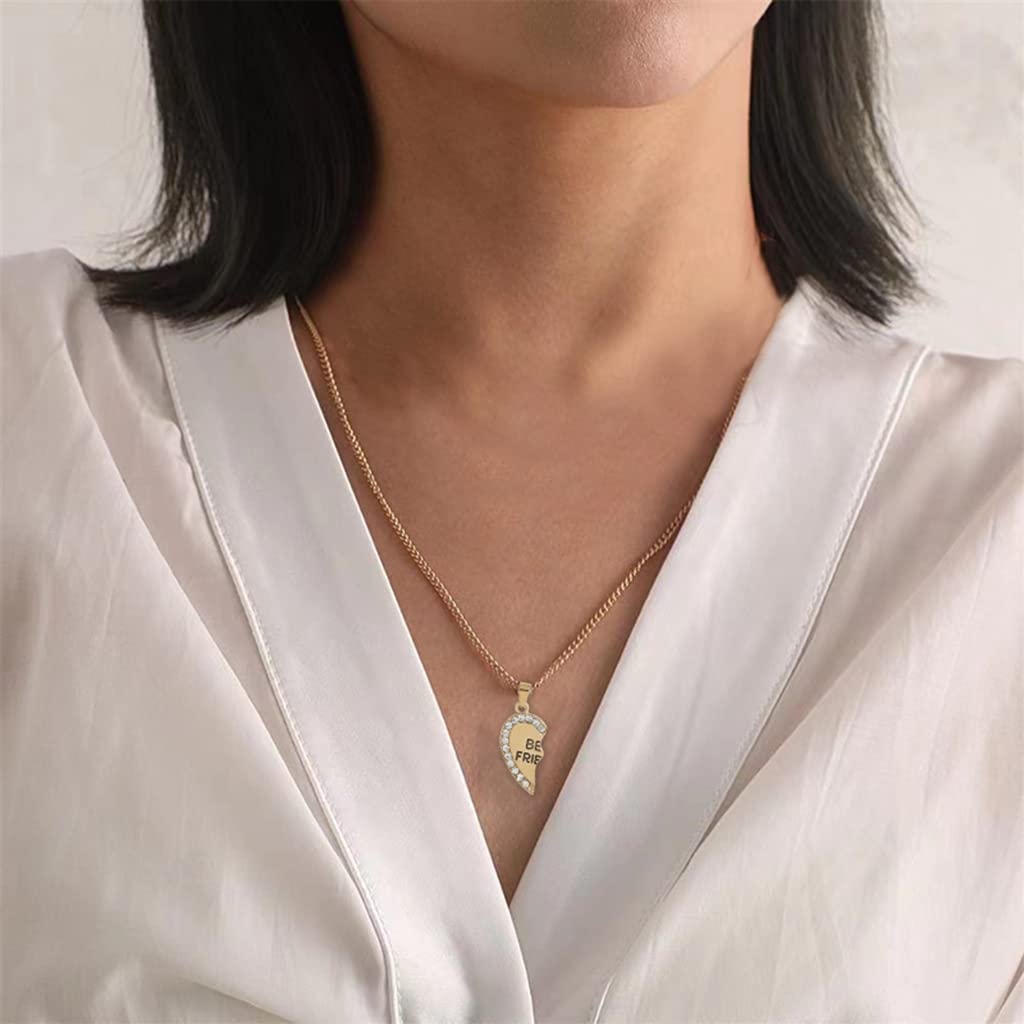 SANNIDHI Gold 2 Pcs Friendship Necklace Magnetic Half Heart Pendant Necklace Set for Besties,Best Friends,Girls Gift & Sisters