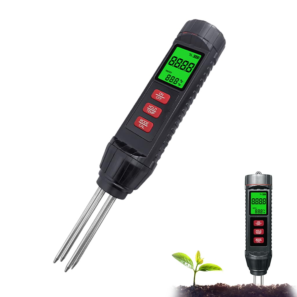 Serplex Soil Moisture Meter for Garden and Farm with 0.01–10.00 mS/cm Probe | 3 in 1 EC and Temperature Tester