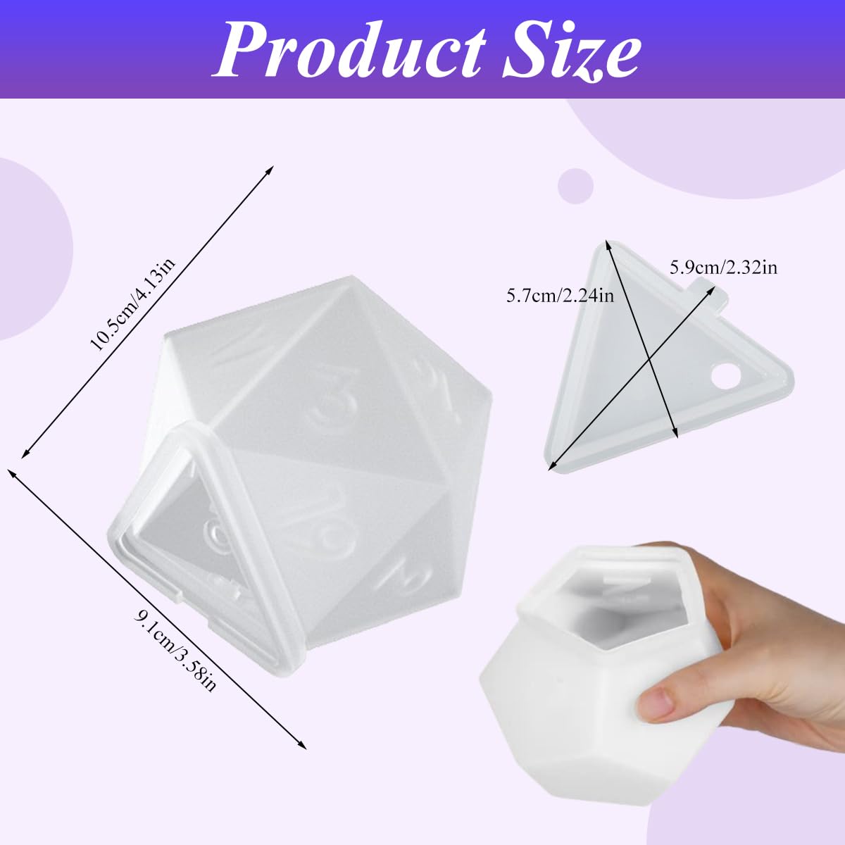 HASTHIP Dice Mold Silicone Mold for Multi-Faceted Dice D20 Dice Silicone Molds for DIY Multi-Faceted Dice Dragons and Dungeons Tabletop RPG Gaming Dice Roller Game, Epoxy Resin Mold