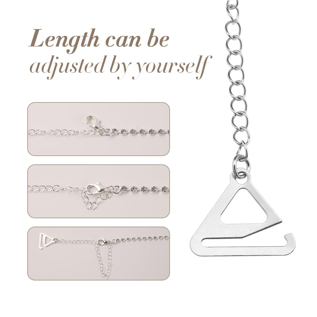 MAYCREATE Rhinestone Bra Straps for Festival and Bridal Wear featuring Adjustable 42–45 cm Chain