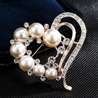 Venzina® Pearl Brooch for Women Heart-shaped Rhinestone Brooches Ladies Fashion Alloy Saree Brooch Pin for Blouse Blazer, Coat, Sweater, Gown, Shawl