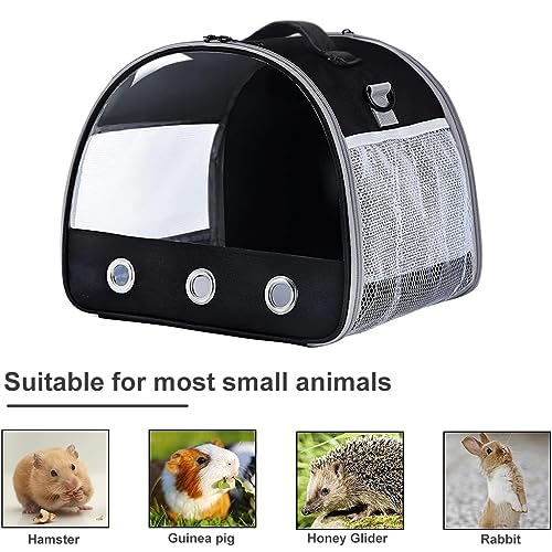 Qpets® Small Pet Carrier Guinea Pig Carrier with Handle & Detachable Shoulder Strap Guinea Pig Carrier with Clear Window Breathable Pet Carrier for Guinea Pig/Rabbits/Ferret/Chinchilla/Bunny