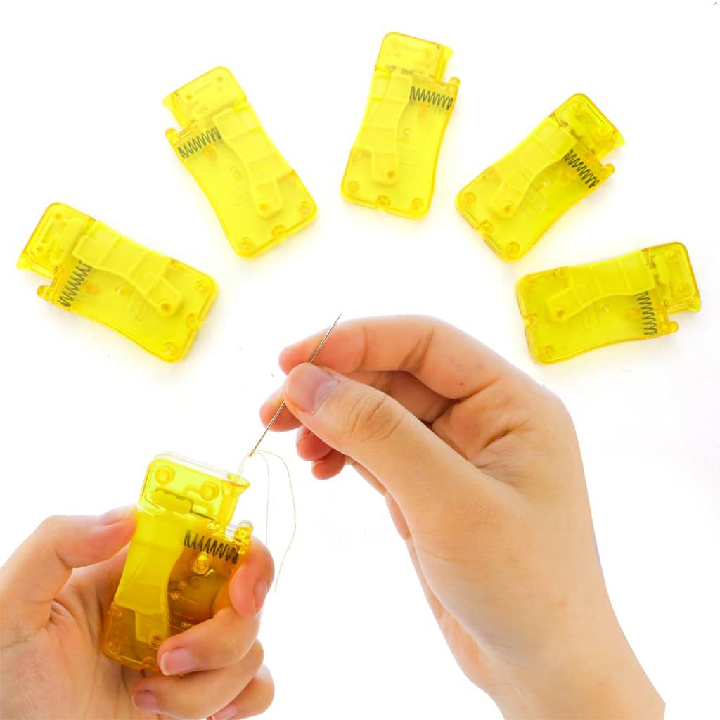 HASTHIP Automatic Needle Threaders for Hand and Machine Sewing with Finger Grip Design | 5pcs Lightweight Plastic Set