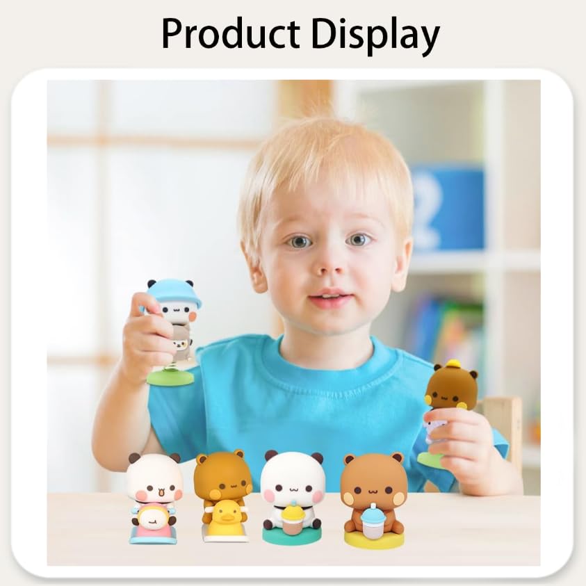 ZIBUYU Cute Cartoon Animal Ornaments for Home and Car Decoration | 2PCS PVC Figurines