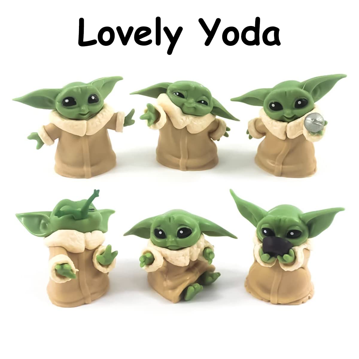 PATPAT® Baby Yoda 6Pcs PVC Baby Yoda Soft Toy 2-2.4 inch Yoda Model Toys for Kids Adult Star Wars Yoda Figures Toy Set Birthday Gift for Kids Cute Desk Decoration for Office Home