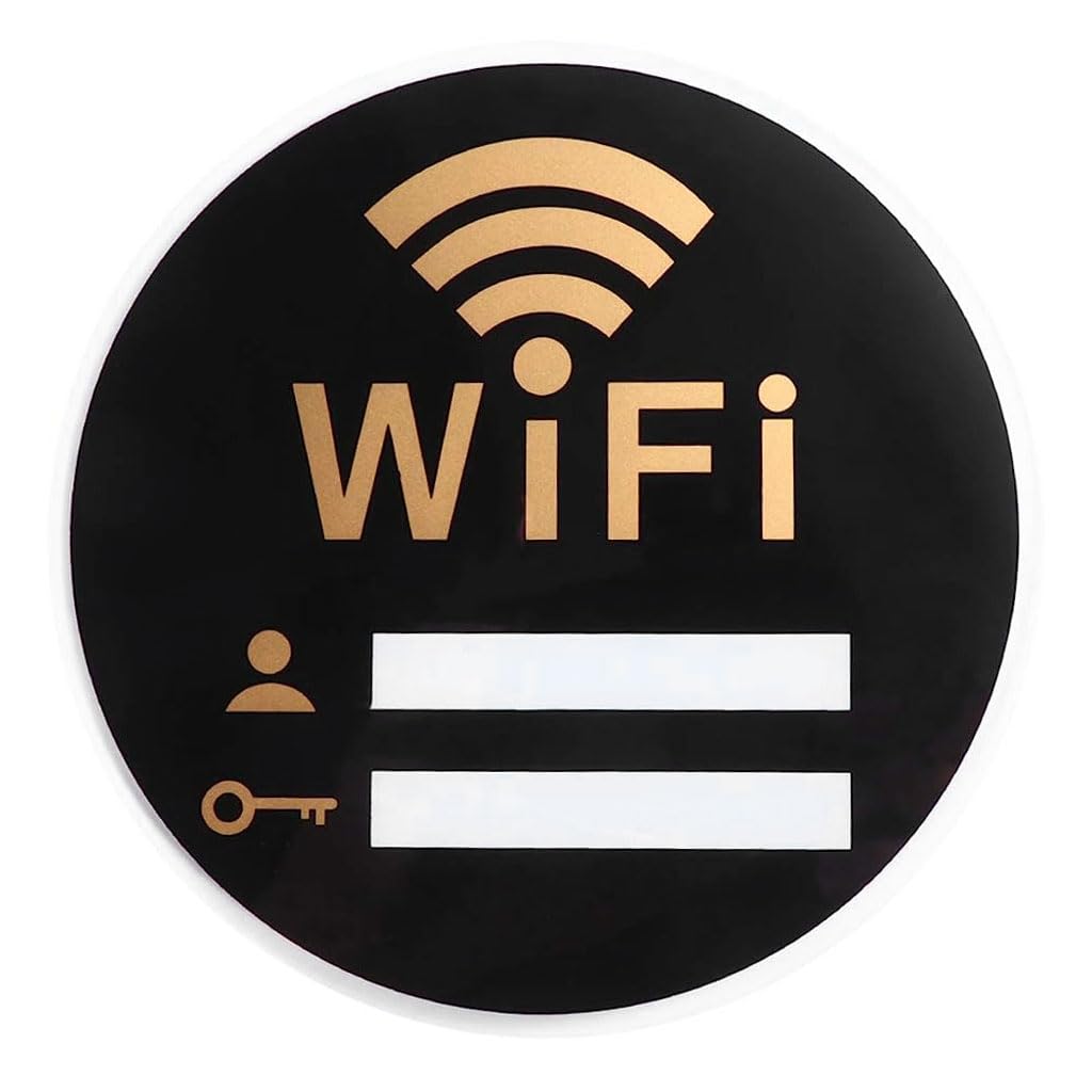 WiFi Password Sign for Cafes and Restaurants with Self Adhesive Acrylic Board | Blank Lines for Network Name and Password