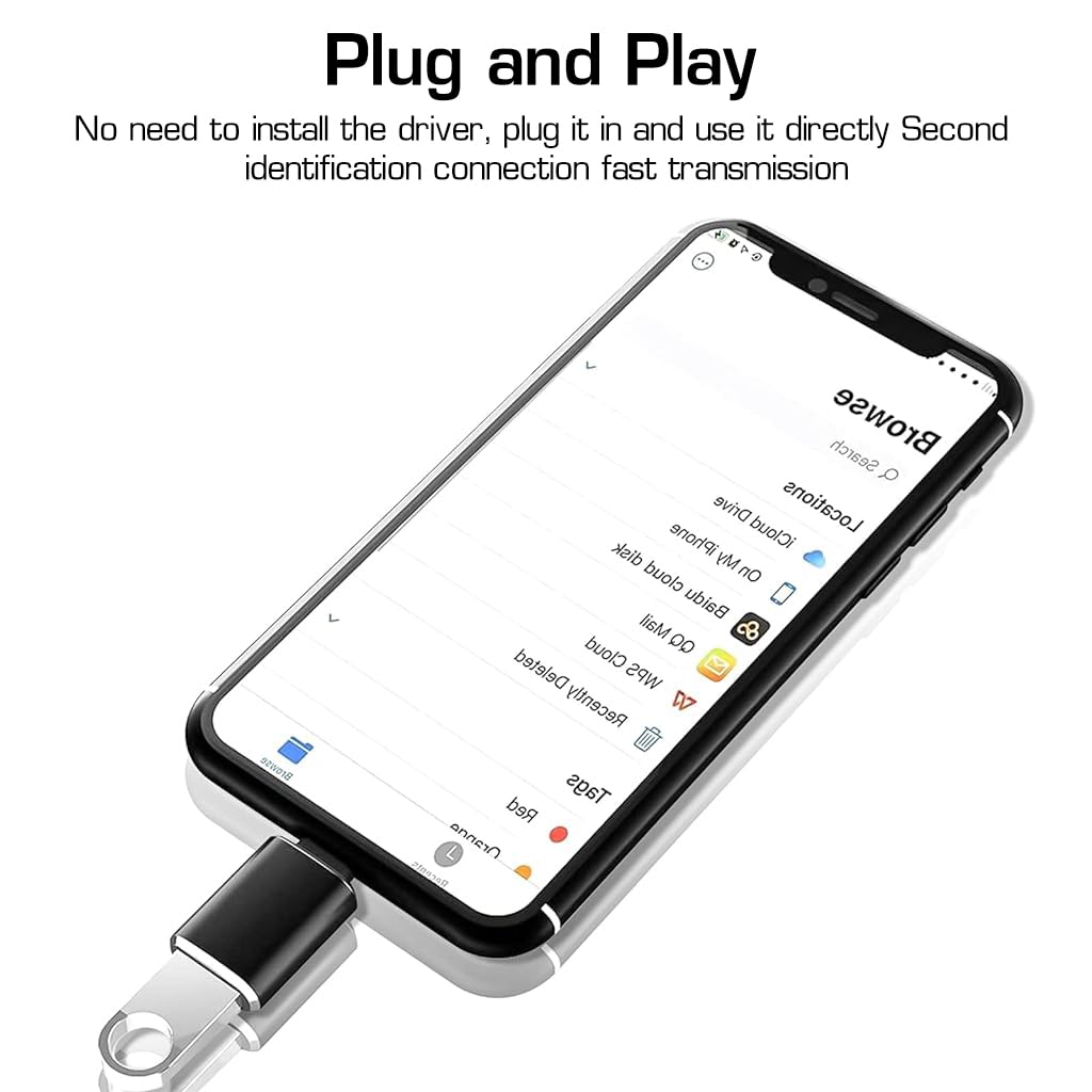 Zeitel USB OTG Adapter for iPhone with Plug and Play Design | Connect Flash Drive and Keyboard