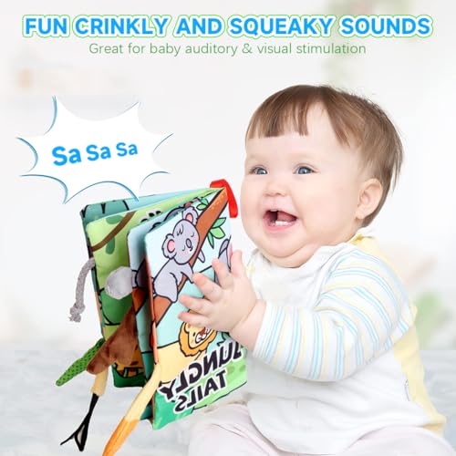 SNOWIE SOFT® 6PCS Cloth Books for Babies 0 to 3 Years Sensory 6-12 Months with 3D Touch Feel High Contrast Dimensional Built in Rustling Sound Early Educational Waterproof Toy