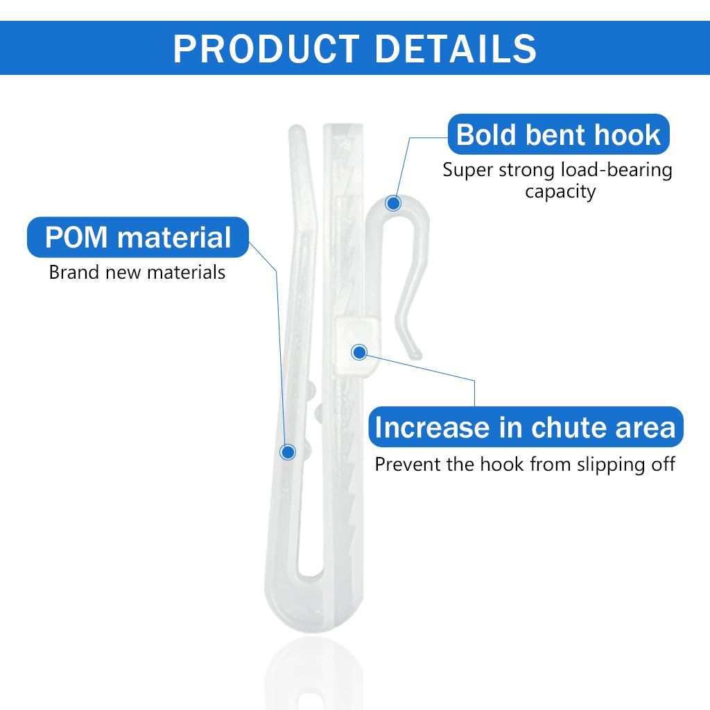HASTHIP Curtain Pinch Pleat Hooks for Drapes and Shower Curtains with 85mm Adjustable Anti Slip Ratchet Design | Set of 20