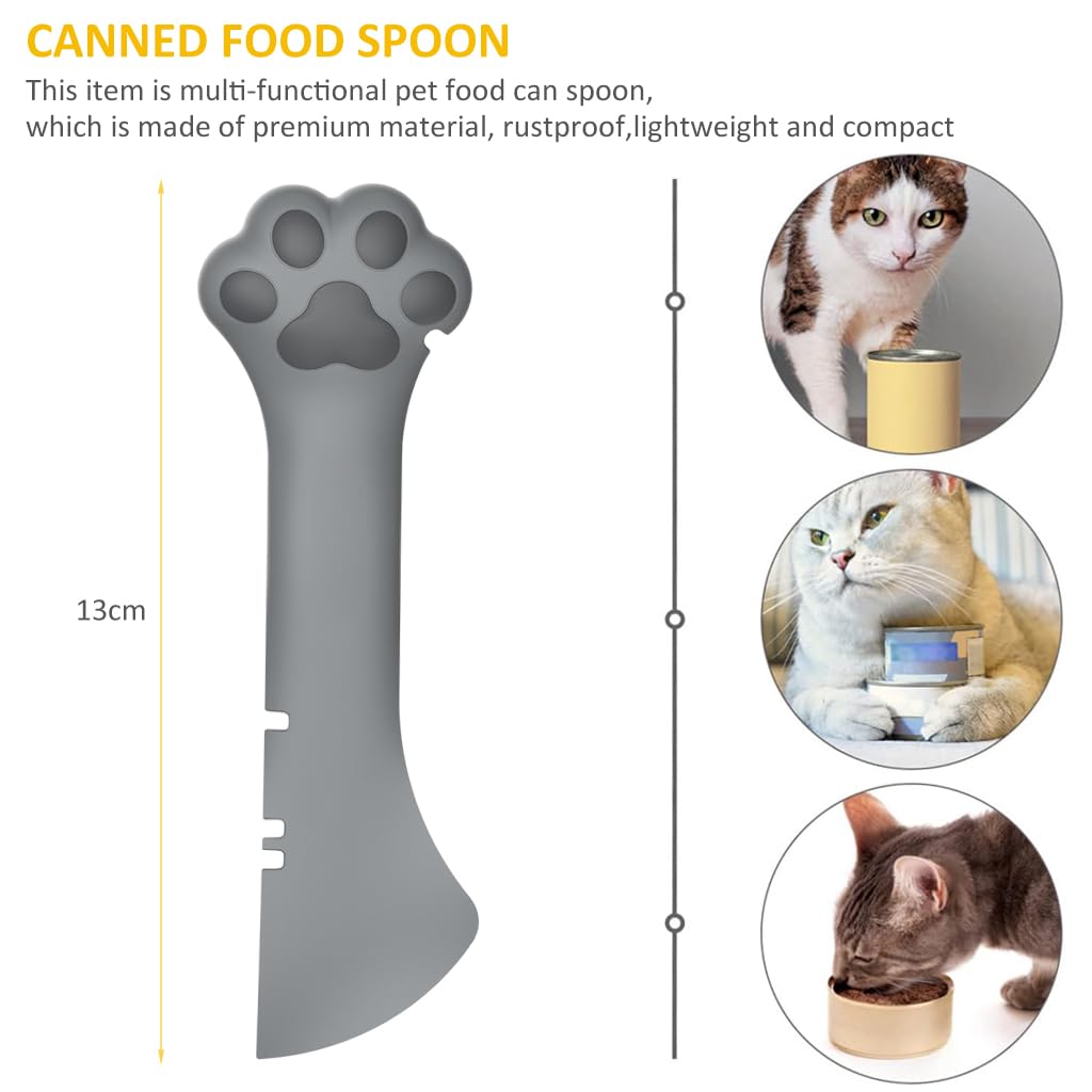 Qpets® Cat Paw Can Opener, Ring Pull Can Opener 2 in 1 Silicone Dual Head Can Opener & Scoop Universal Zip-top Can Puller Cartoon Cat Palm Can Ring Puller Can Opener