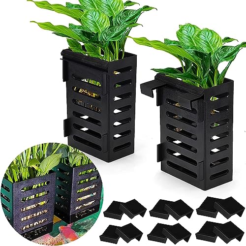 HASTHIP® 2 Pcs Aquarium Plant Holder with Hooks, Fish Tank Plant Holder, Enhance Your Aquarium Decor with These Hanging Aquatic Planter Cups