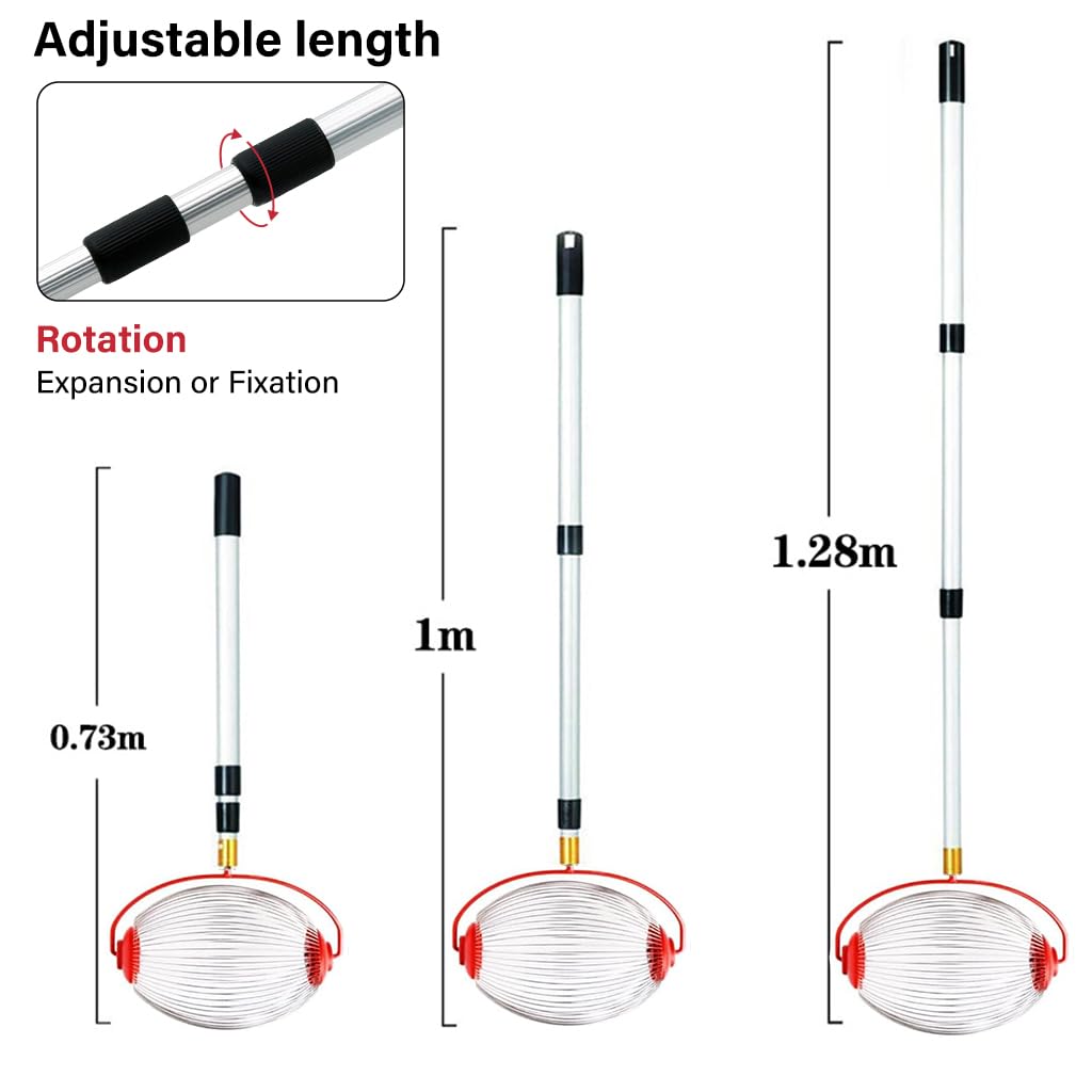 Proberos® 128cm Nut Collector, Fruit Picker for Walnuts, Fruits, Golfball, Tennis Ball, Telescopic Pole Labor Saving Rolling Gatherer Tool