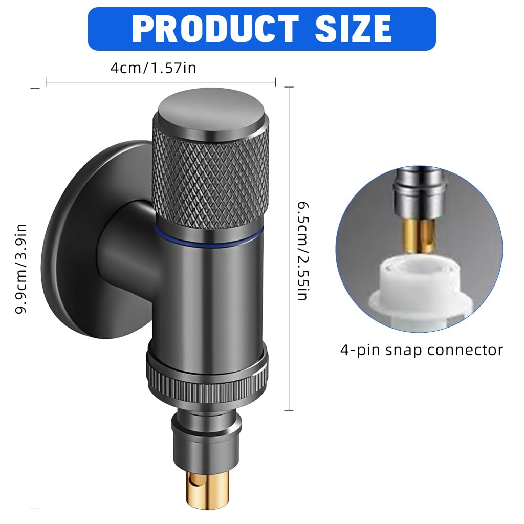 HASTHIP Washing Machine Faucets for Outdoor Garden Use with Solid Brass Wall Mount Tap | Grey
