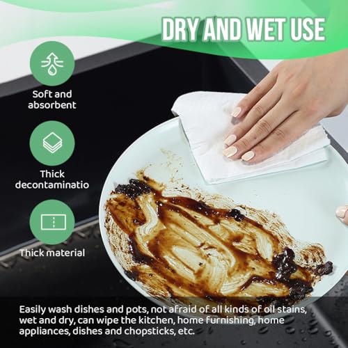 HASTHIP® Kitchen Paper Towels 25x25cm, Single Use Pre-Cut Paper Towels for Utility & Cleaning, Cute Printed Design Kitchen Multifunctional Kitchen Paper Towel, 165 Sheets Per Roll