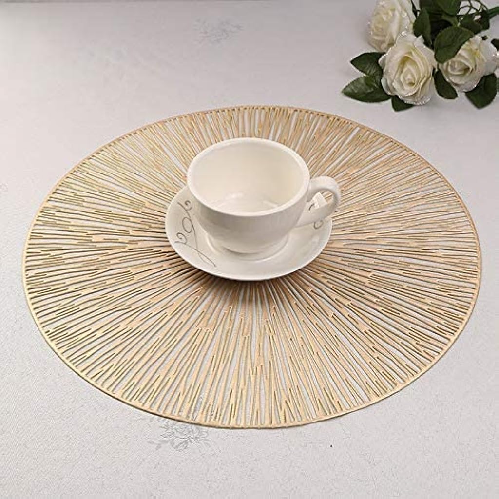 ELEPHANTBOAT® 2PCS Decorative Placemats for Holidays,Banquet,Dinner, PVC Placemats Table Mat Western Restaurant Luxury Style-Gold & Sliver