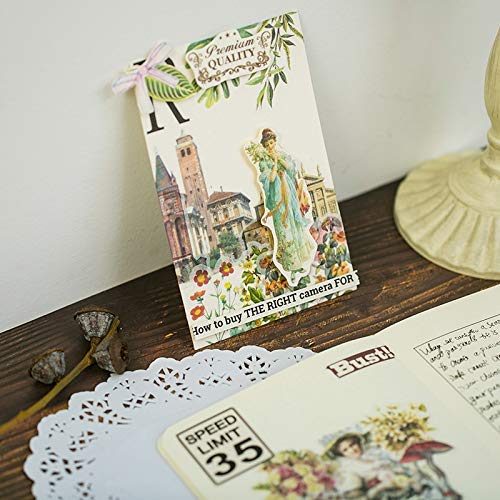 HASTHIP 60 Washi Tape Paper Sticker Vintage Plant Bird Sticker Flower Sticker for DIY Scrapbooking Diary Albums Tea Cup Laptop Notebook Decoration (Flower and Bird)
