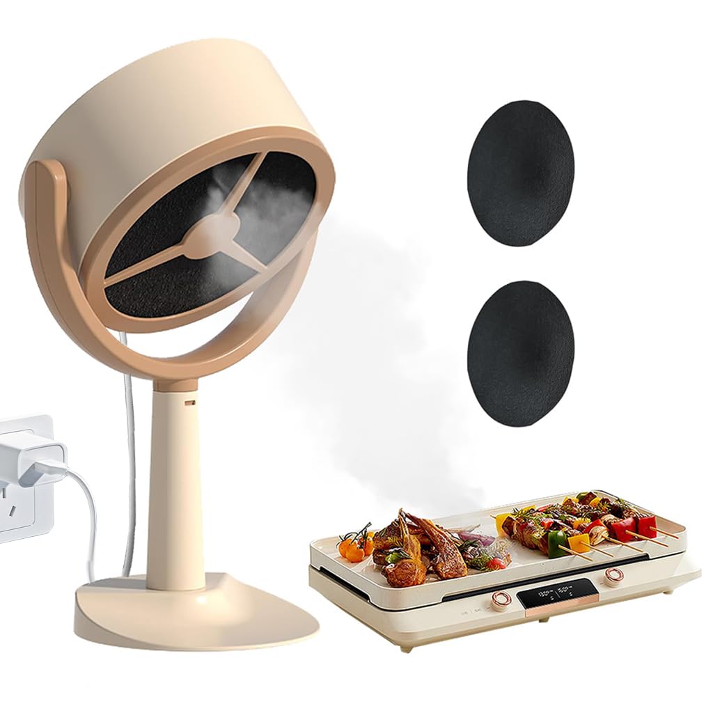 Supvox Desk Smoke Extractor Fan for BBQ and Hot Pot with 2 Speeds and 21cm Fan Diameter | Compact USB Range Hood Featuring Adjustable Head and Active Carbon Filter
