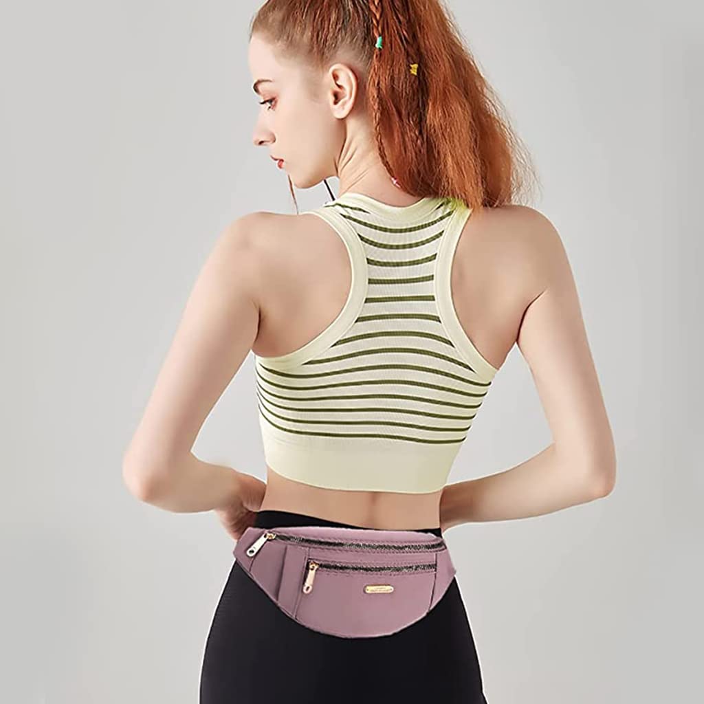 PALAY Waist Bag for Women with 4 Zipper Pockets 11.8×2.36×5.5 in and Adjustable Strap Pink