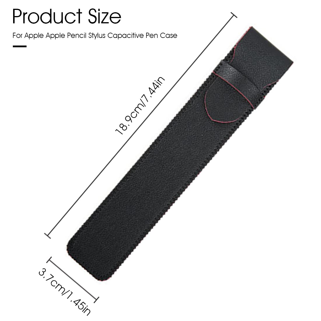 ZORBES Leather Protective Pencil Case for Apple Pencil 1st & 2nd Gen with 230×60×2 mm Fit | Black Red Sleeve for Stylus Storage