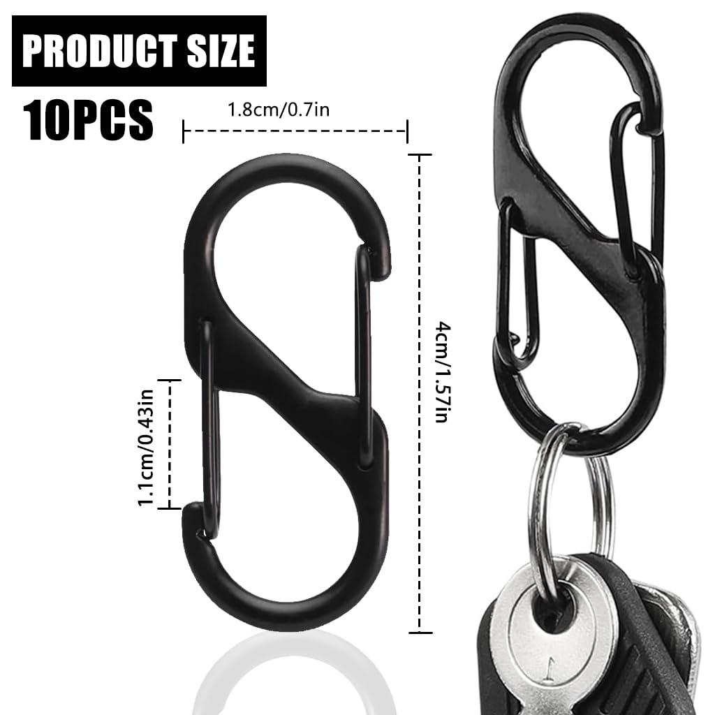Proberos Carabiner Clip Set for Camping and Outdoor Use with Dual Hooks 40mm | 10 Pcs