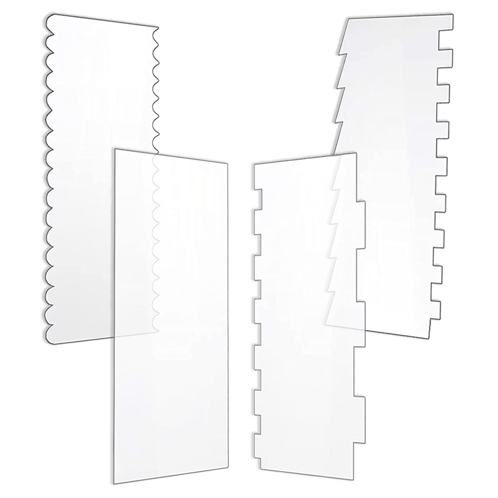 HASTHIP® 4 Pcs Cake Scraper Set for Icing Perfect for Butter Cream Frosting with 7 Different Shapes Durable