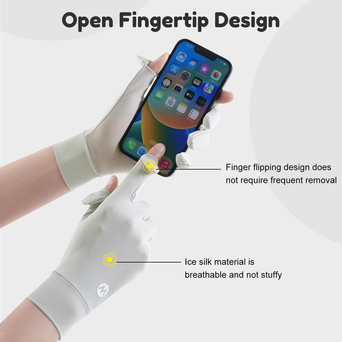 SANNIDHI Hand Gloves for Sun Protection with UPF 50+ Ice Silk Mesh | Anti Slip Grip for Women