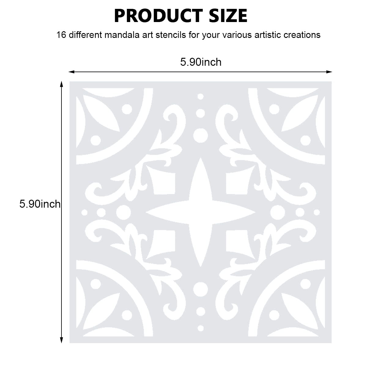 HASTHIP Stencils for Painting for Mandala Art and DIY Crafting featuring 16 pcs 6x6 in reusable PET templates | ideal for home decor and wardrobe design