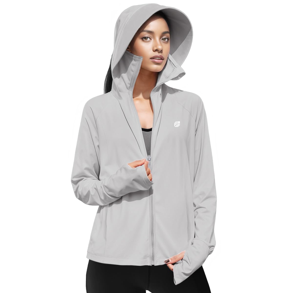 Venzina® Women's UPF 50+ Lightweight Athletic Jacket UV Sun Protection Full Zip Cooling Hoodie Long Sleeve Sunscreen Protective Clothing for Women for Outdoor Hiking, S-XL
