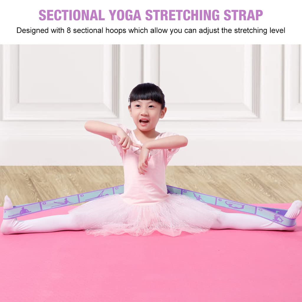 Proberos Yoga Belt for Flexibility Training with 8 Loops and Printed Positions 85x4 cm | Polyester Cotton Strap