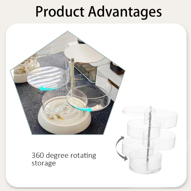 Zibuyu Jewelry Storage Box with 360° Rotating Multi Layer Design for Women | Transparent PP Organizer