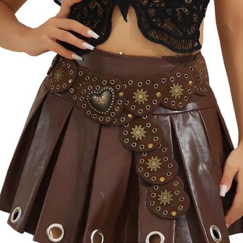SANNIDHI® Womens Belt Brown Western Belts for Cowgirl Cowboy Western Country Belts for Dress Boho Wide Waist Belt